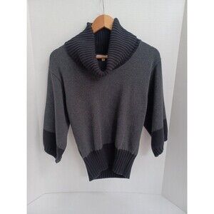 Pria Cowl Neck Sweater Size M Womens Gray/Black Cotton Wool Blend Raglan Sleeves